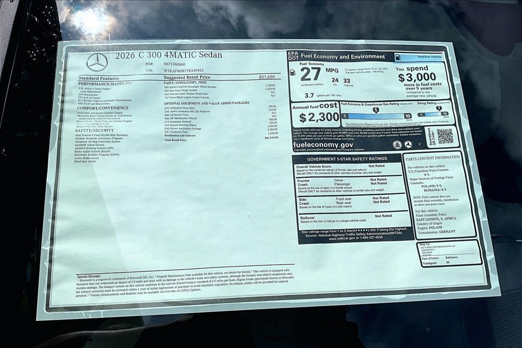 New 2026 MANUFAKTUR Moonlight White Metallic Mercedes-Benz C 300 image 28