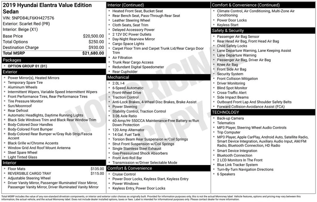 Used 2019 Red Hyundai Value Edition image 7