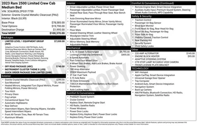 Used 2023 Granite Crystal Clearcoat Metallic Ram Limited image 22