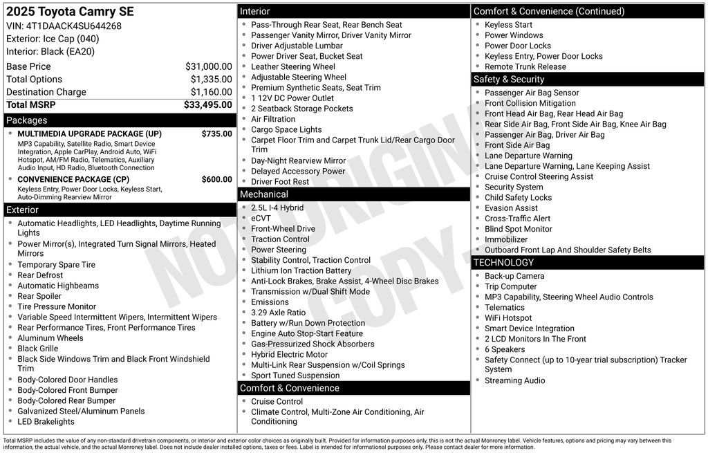 Used 2025 White Toyota SE image 2