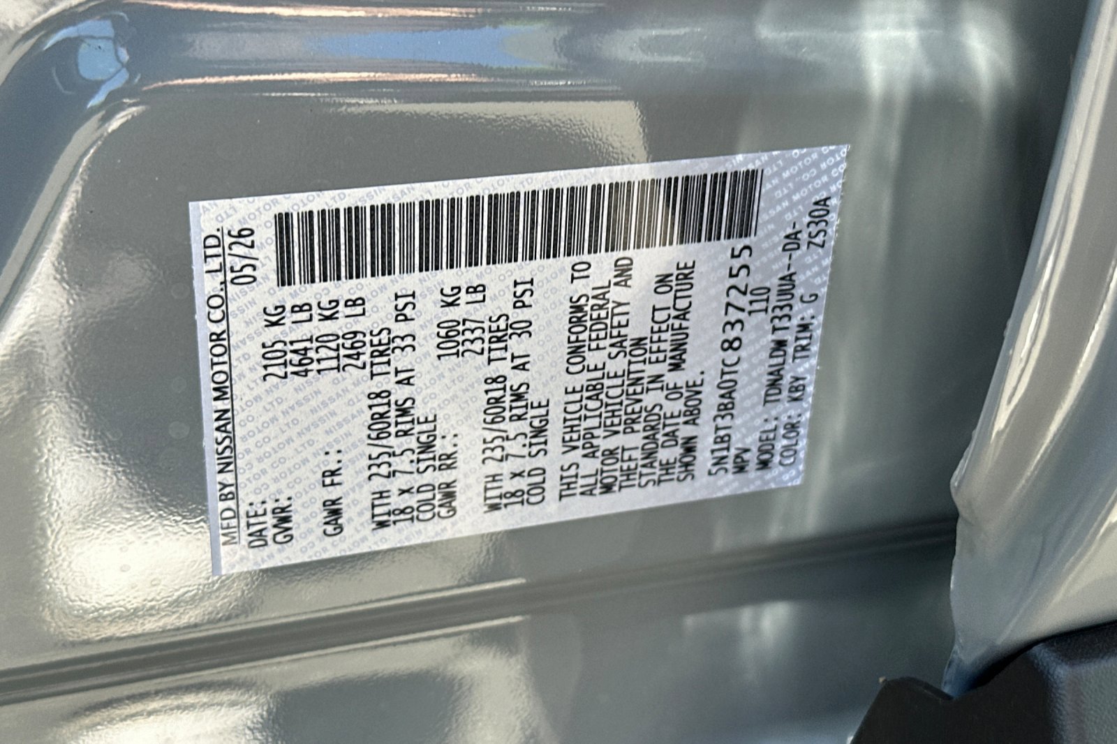 New 2026 Boulder Gray Pearl Nissan SV image 26