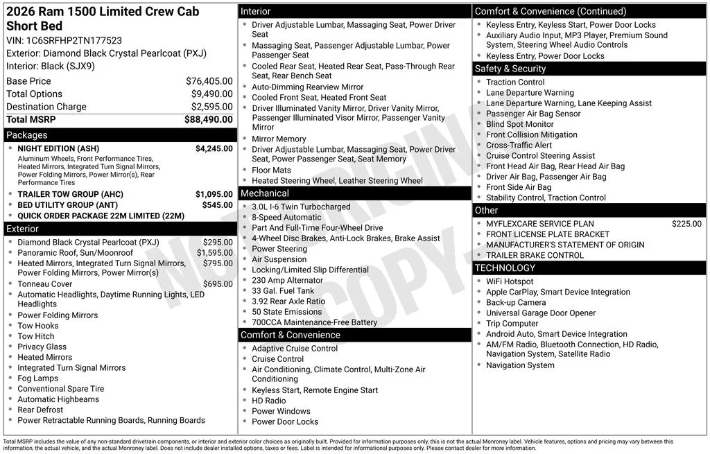 New 2026 Diamond Black Crystal Pearlcoat RAM Limited image 6