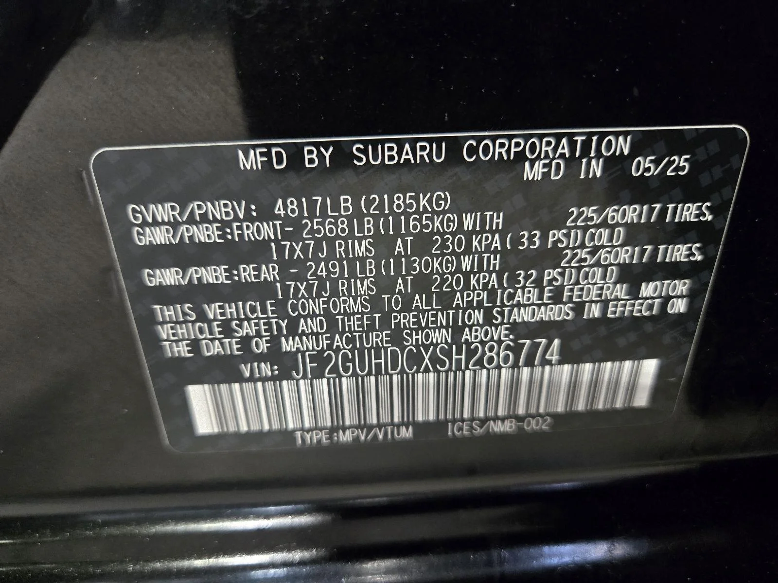 Used 2025 Crystal Black Silica Subaru Premium image 47