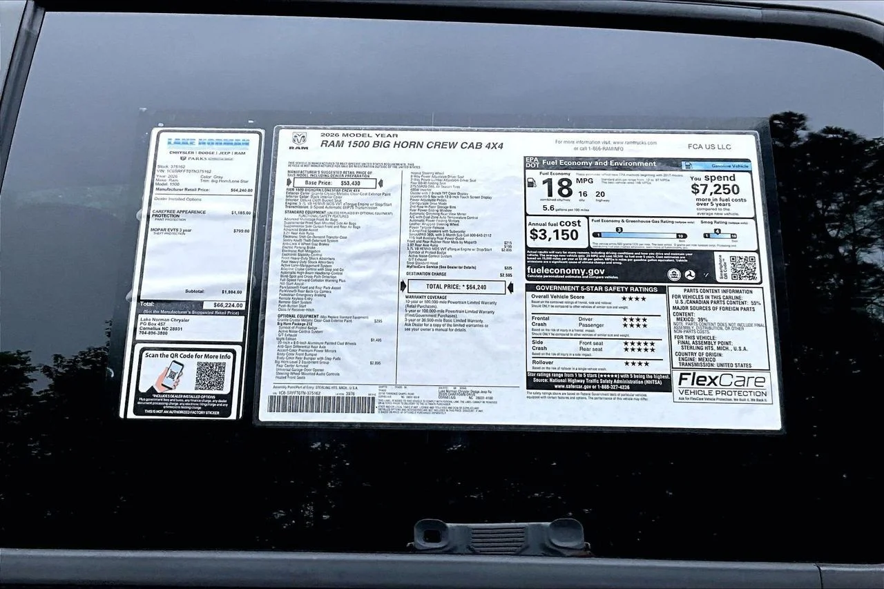 New 2026 Granite Crystal Metallic Clear-Coat Exterior Paint RAM Big Horn/Lone Star image 37