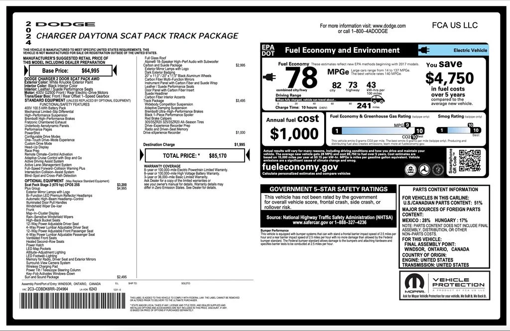 Used 2024 White Dodge R/T Scat Pack Track Pack image 2