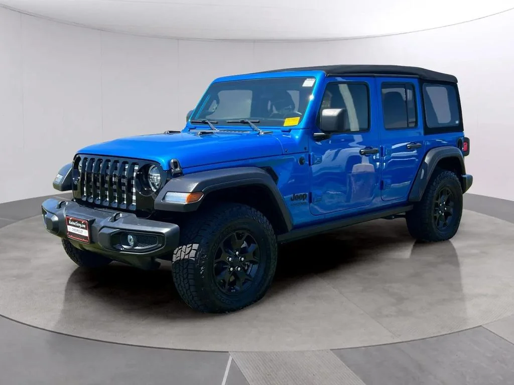 Used 2021 Hydro Blue Pearl Coat Jeep Unlimited Willys image 2