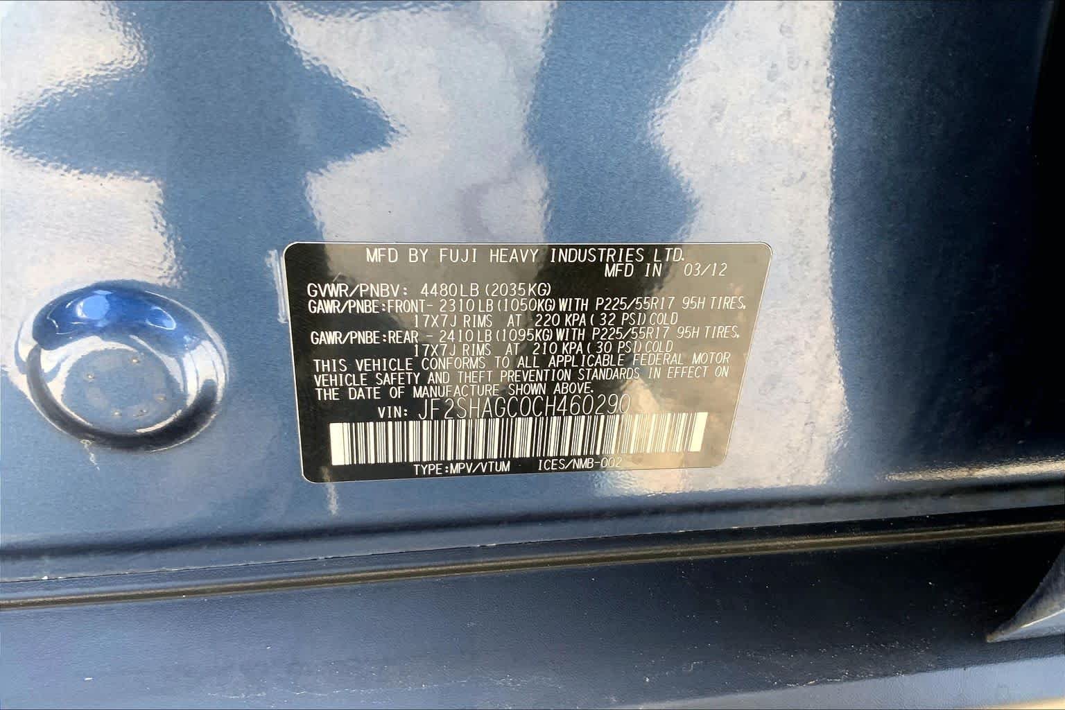 Used 2012 Marine Blue Pearl Subaru 2.5X Touring image 29