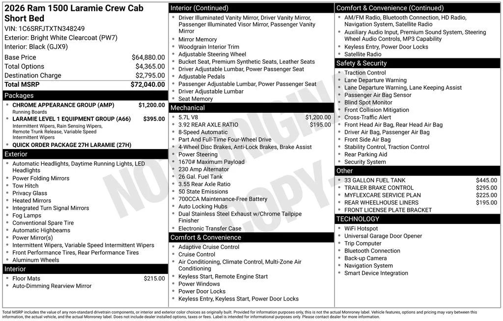 New 2026 Bright White Clear-Coat Exterior Paint RAM Laramie image 5