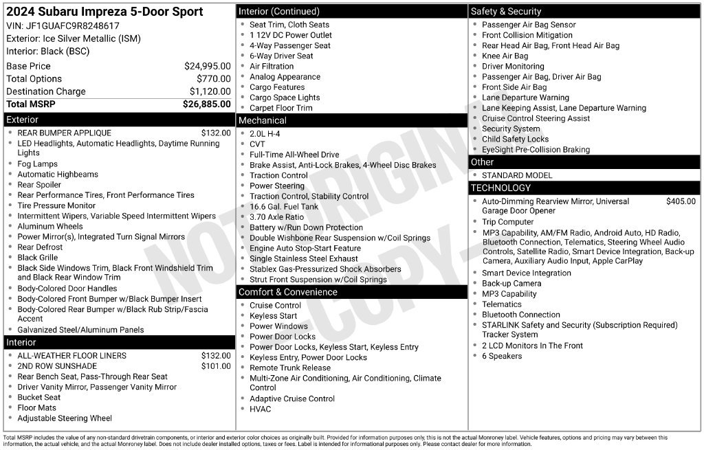 2024 Subaru Impreza Sport