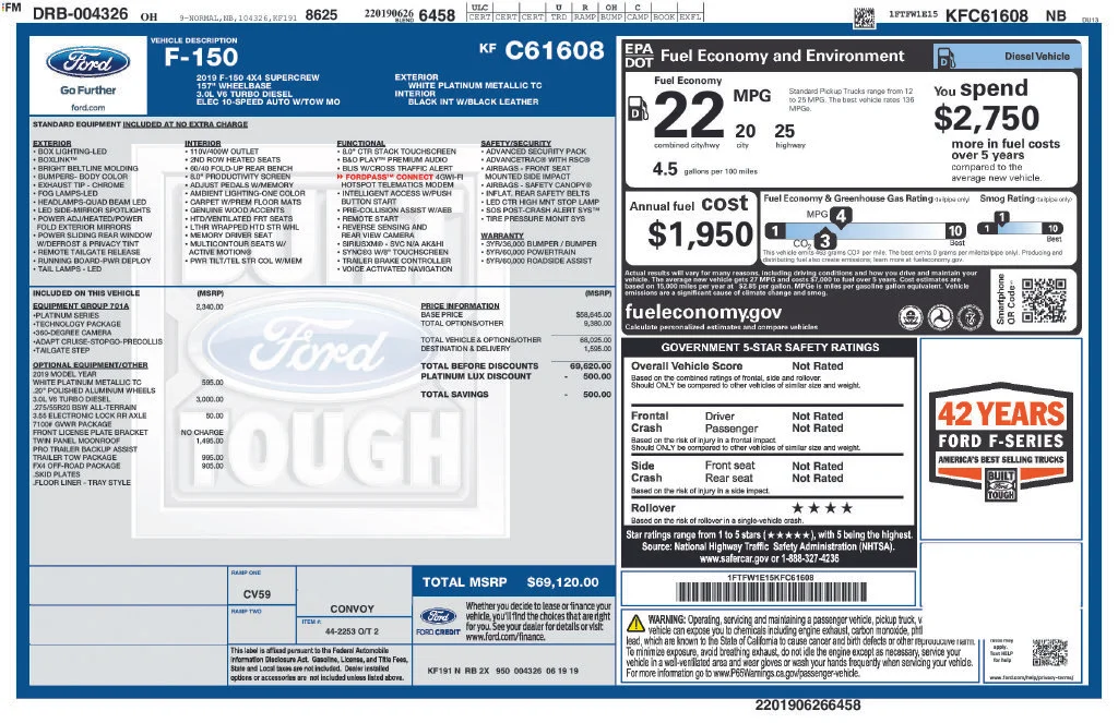 Used 2019 White Ford Platinum image 7