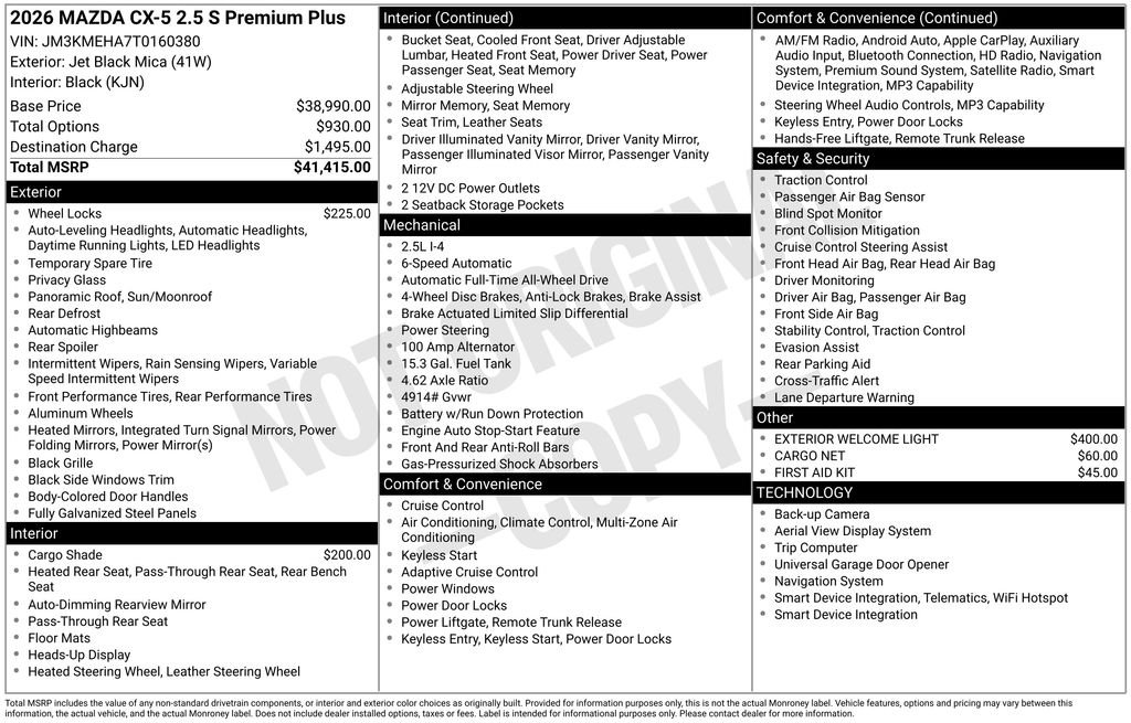 New 2026 Jet Black Mica Mazda 2.5 S Premium Plus AWD image 23