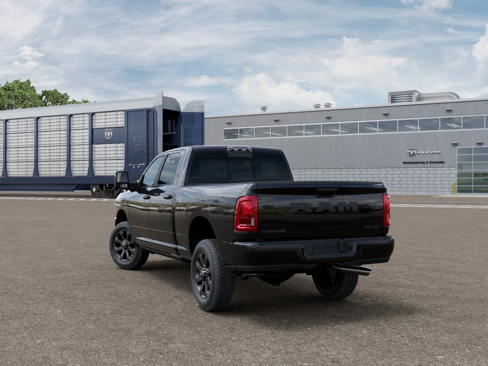 New 2027 Diamond Black Crystal Pearl-Coat Exterior Paint RAM Laramie 4x4 Crew Cab 6
