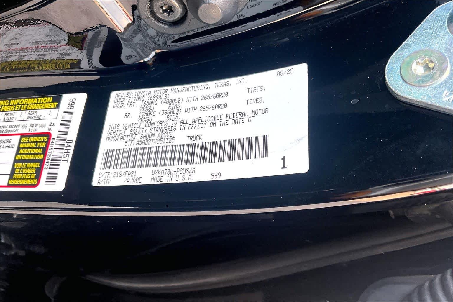Used 2026 Midnight Black Metallic Toyota SR5 image 33