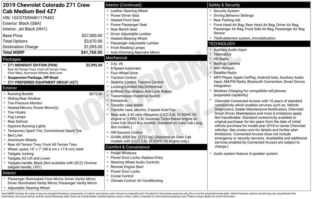 Used 2019 BLACK Chevrolet 4WD Z71 image 5