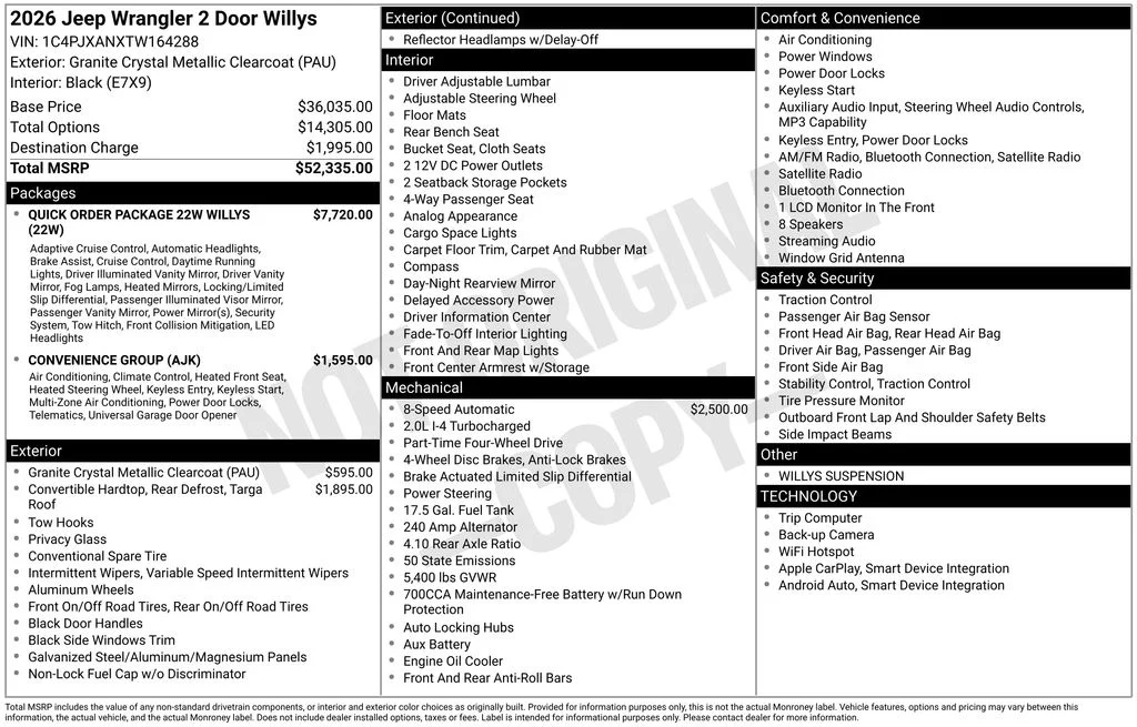 New 2026 Granite Crystal Metallic Clear-Coat Exterior Paint Jeep Willys image 4