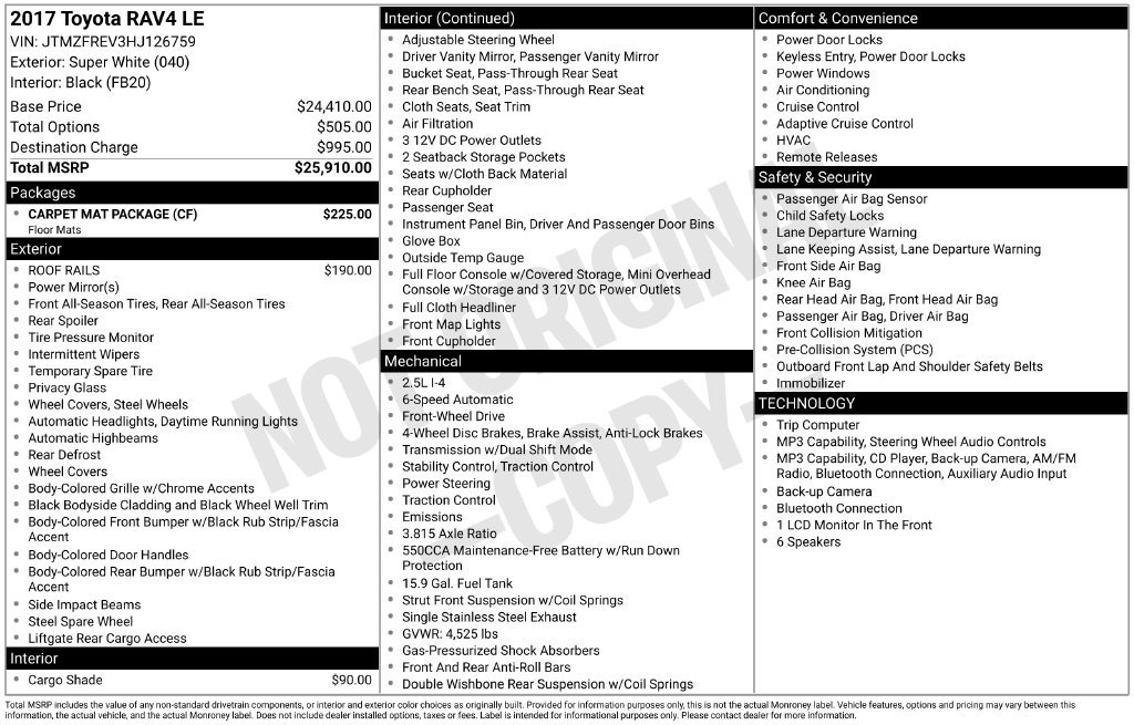 Used 2017 White Toyota LE image 6