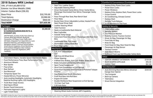 2018 Subaru WRX Limited