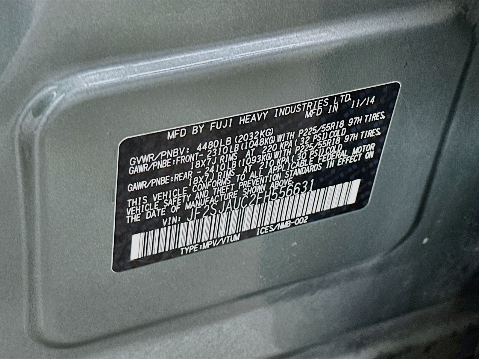 Used 2015 Jasmine Green Metallic Subaru 2.5i Touring image 32