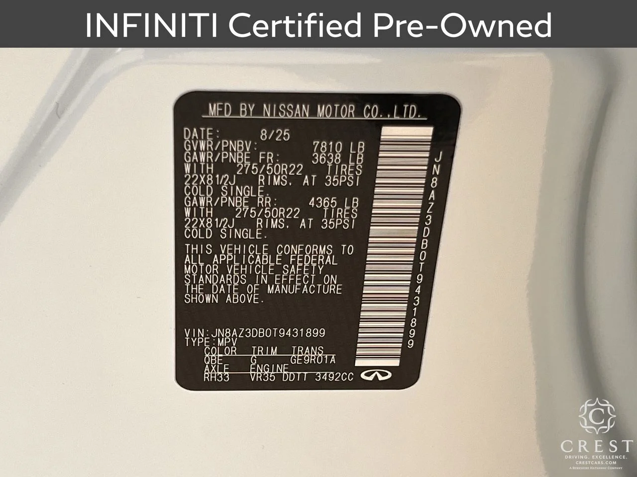 Certified Used 2026 Radiant White INFINITI SPORT image 33