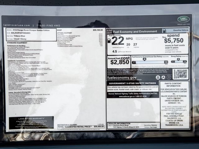 New 2026 Tribeca Blue Land Rover Hoxton Edition image 41