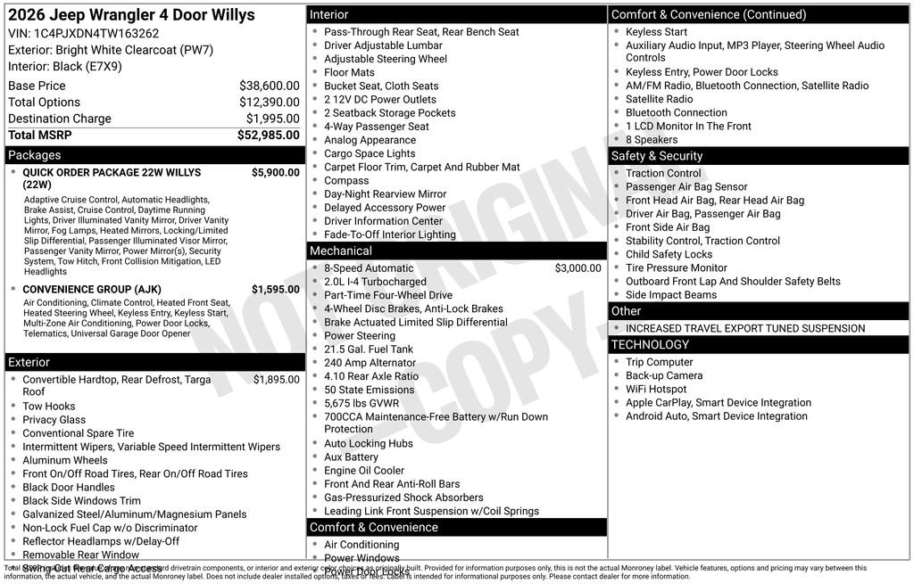 New 2026 Bright White Clear-Coat Exterior Paint Jeep Willys image 24