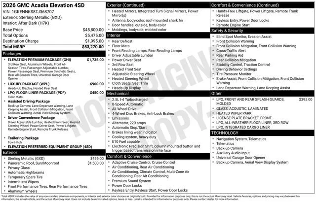 2026 GMC Acadia Elevation AWD's photo