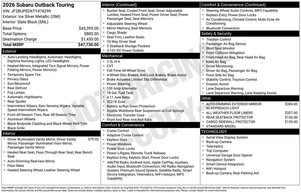 New 2026 ICE SILVER METALLIC Subaru Touring image 43