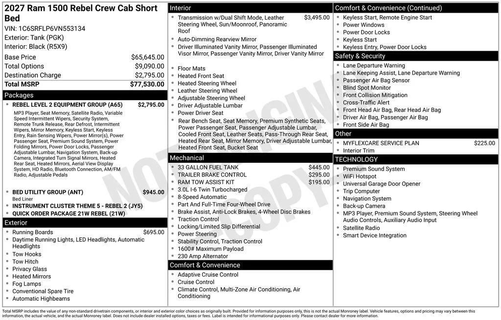 New 2027 Tank Exterior Paint RAM Rebel image 6