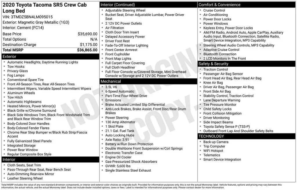 Used 2020 Gray Toyota SR5 image 16