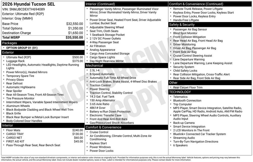 New 2026 Red Hyundai SEL image 24