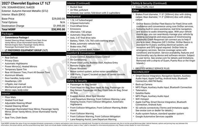 New 2027 Autumn Harvest Metallic Chevrolet LT image 34