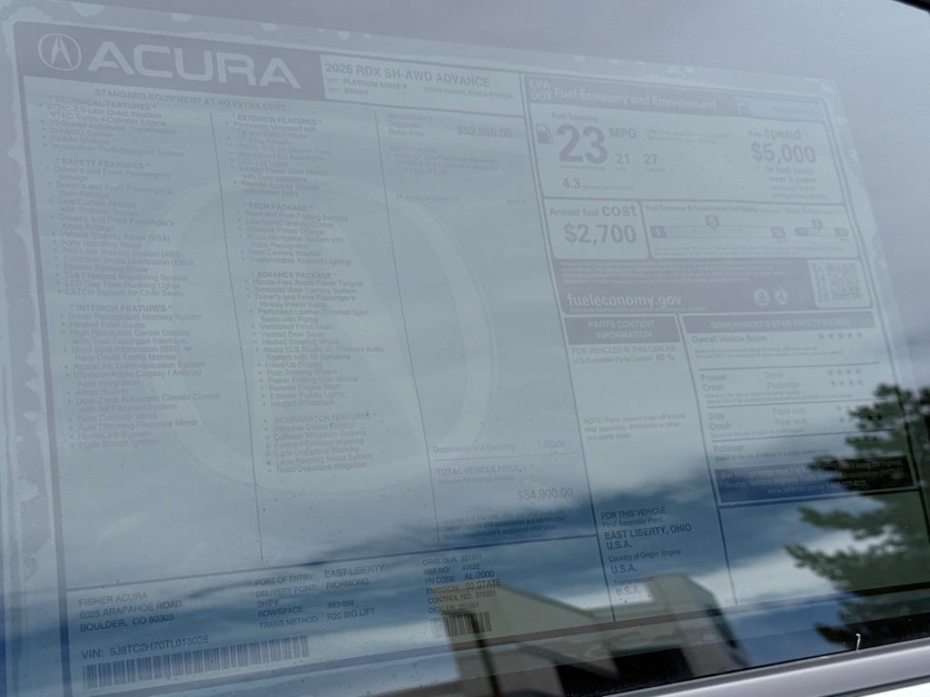 New 2026 Platinum White Pearl Acura Advance Package image 28