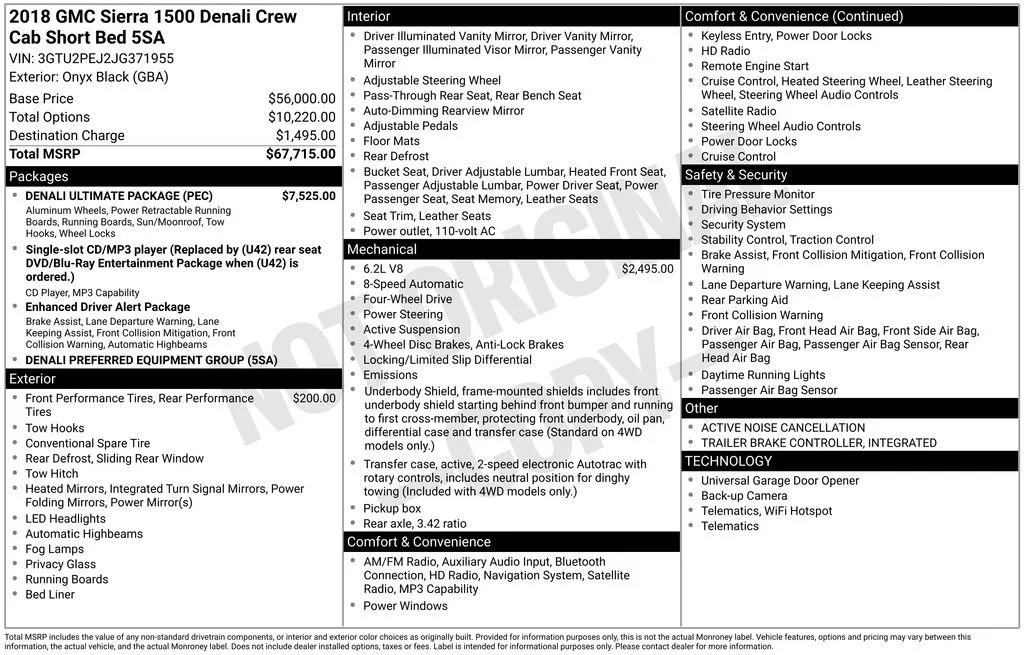 Used 2018 ONYX BLACK GMC Denali image 1