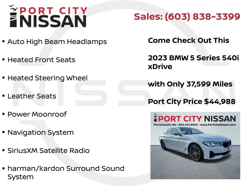 Used 2023 Alpine White BMW 540i xDrive w/premium pkg image 15