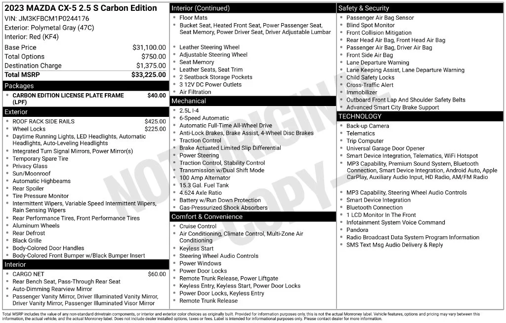 Used 2023 Gray Mazda 2.5 S Carbon Edition image 6