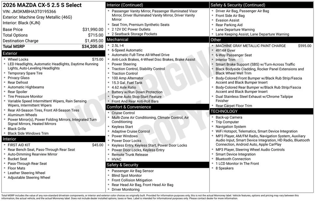 New 2026 Machine Gray Metallic Mazda 2.5 S Select image 6