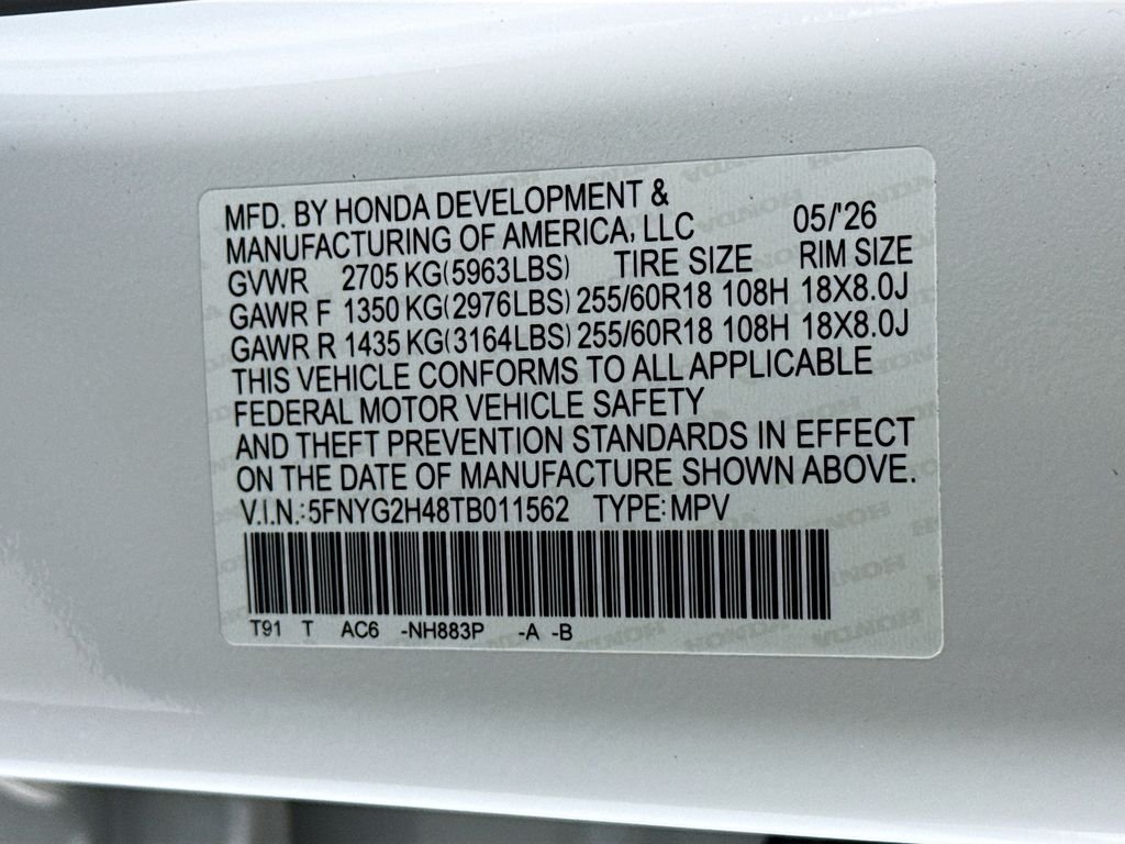 New 2026 Platinum White Pearl Honda EX-L image 33