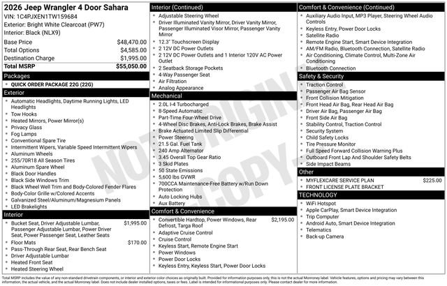 New 2026 Bright White Clear-Coat Exterior Paint Jeep Sahara image 30