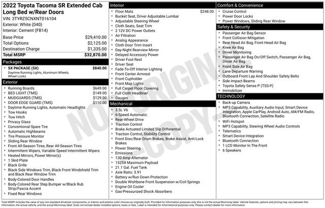 Certified Used 2022 White Toyota SR image 22