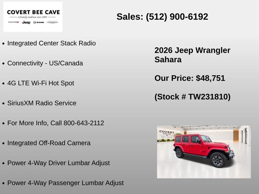 New 2026 Firecracker Red Clear-Coat Exterior Paint Jeep Sahara image 37