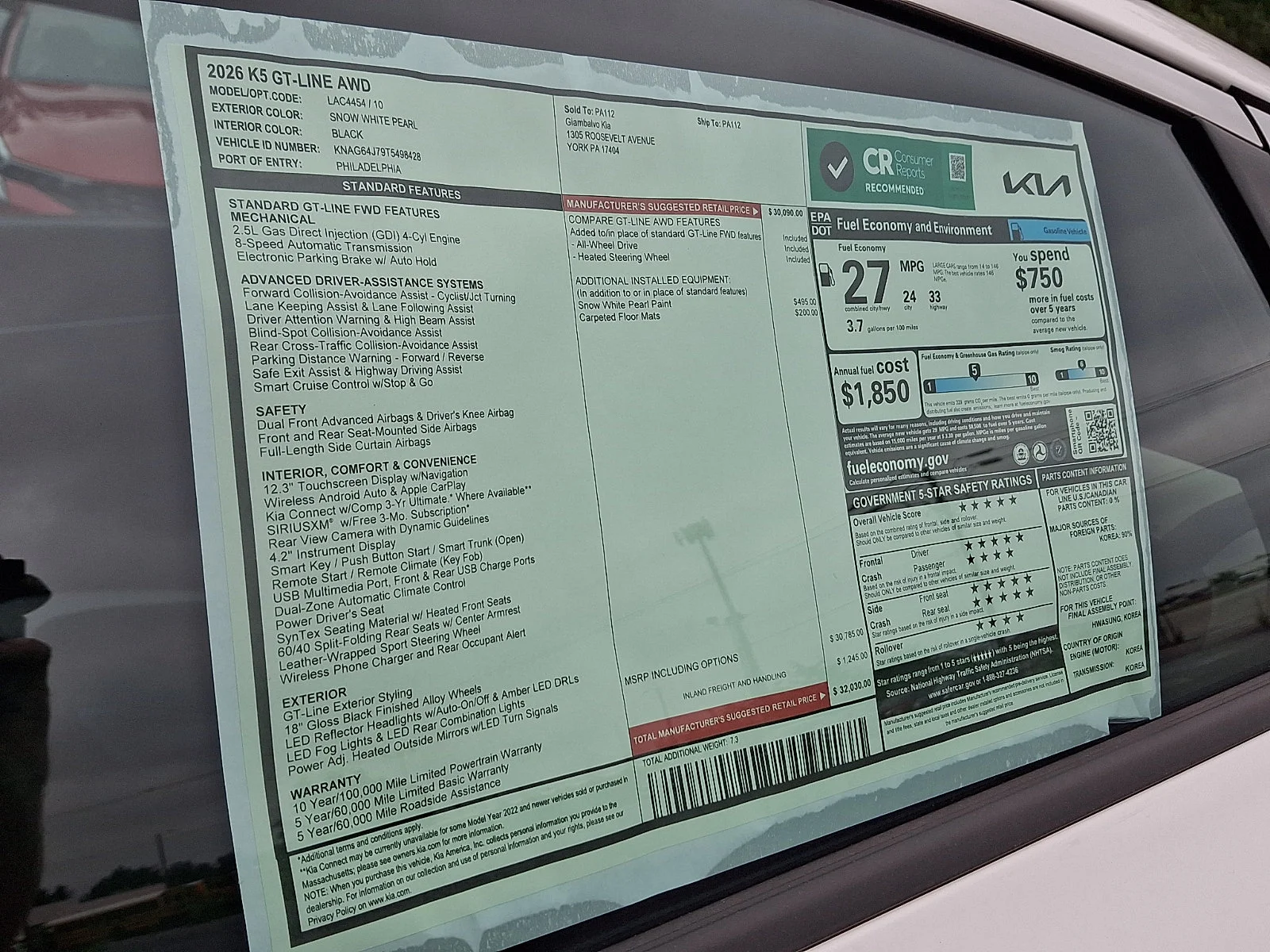 New 2026 White Kia GT-Line image 22