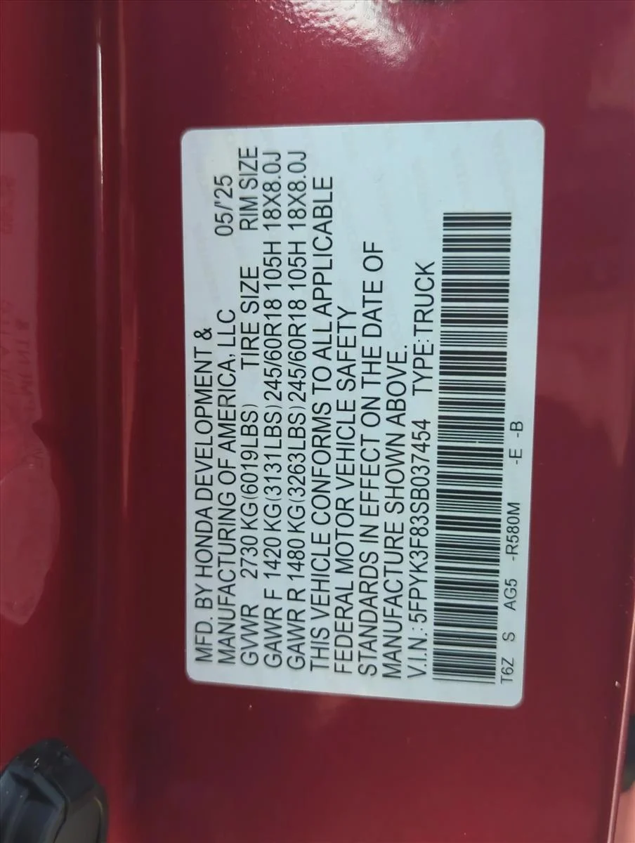 Used 2025 Radiant Red Metallic Ii Honda Black Edition image 25