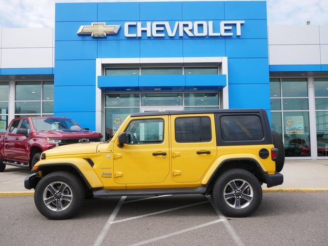 Used 2021 Jeep Wrangler Unlimited Sahara with VIN 1C4HJXEG6MW754621 for sale in Roseville, Minnesota