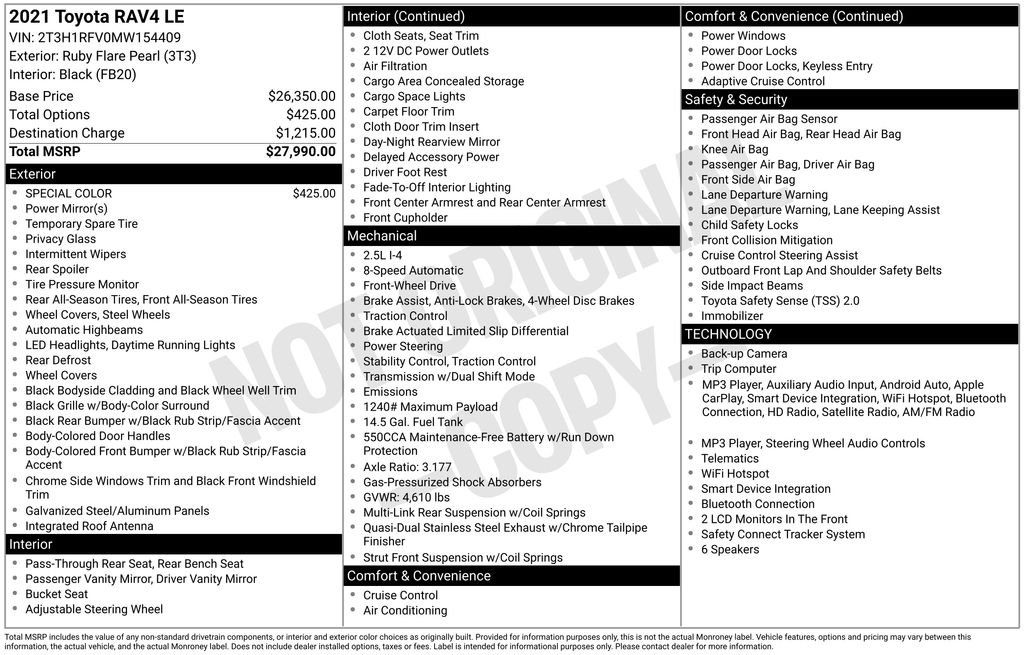 Certified Used 2021 Red Toyota LE image 12