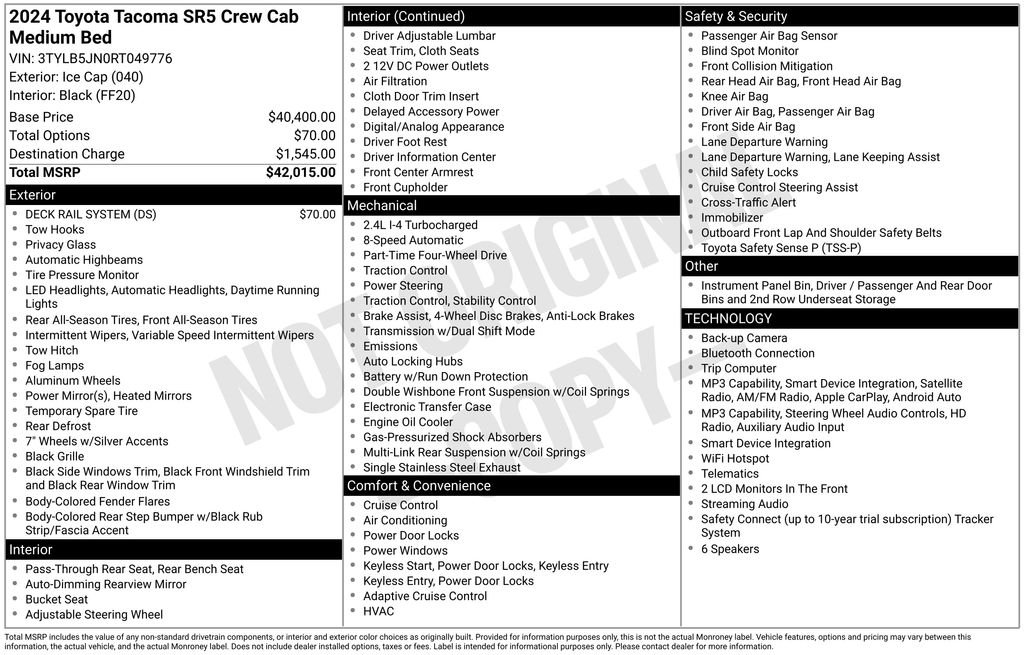 Certified Used 2024 White Toyota SR5 image 2