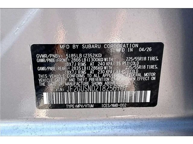 New 2026 ICE SILVER METALLIC Subaru Limited Hybrid image 13