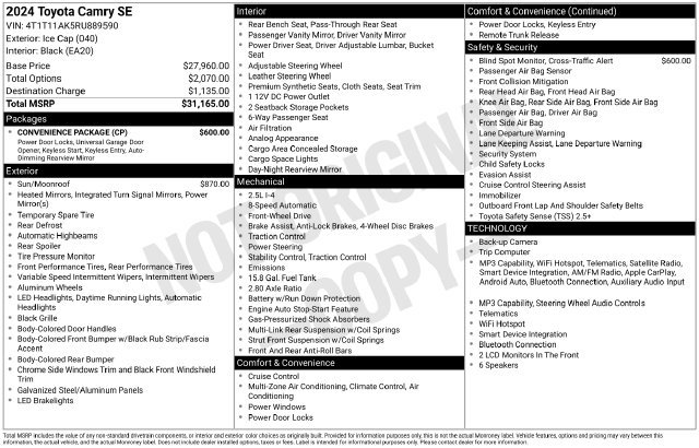 Used 2024 White Toyota SE image 6