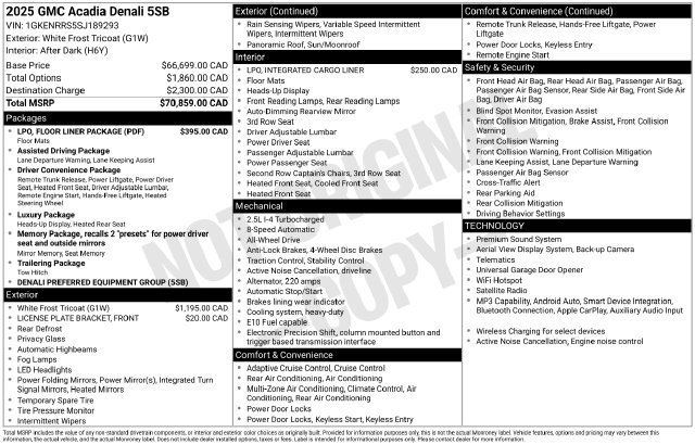 Used 2025 White Frost Tricoat GMC Denali image 1