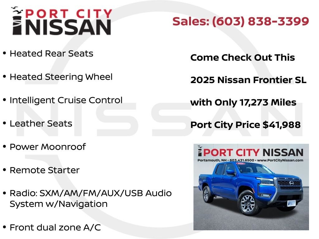 Used 2025 Bluestone Pearl Nissan SL v6 w/LEATHER, SUNROOF & FENDER AUDIO image 15
