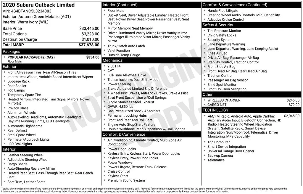 Used 2020 Brown Subaru Limited image 7